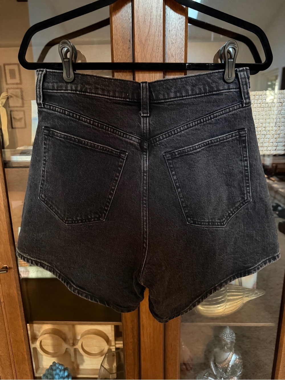 Abercrombie & Fitch Washed Black High-Rise Denim Shorts - Picture 2 of 3
